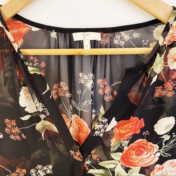 Joie Maurelle Floral Print Silk Blouse Long Sleeve - Picture 5 of 16
